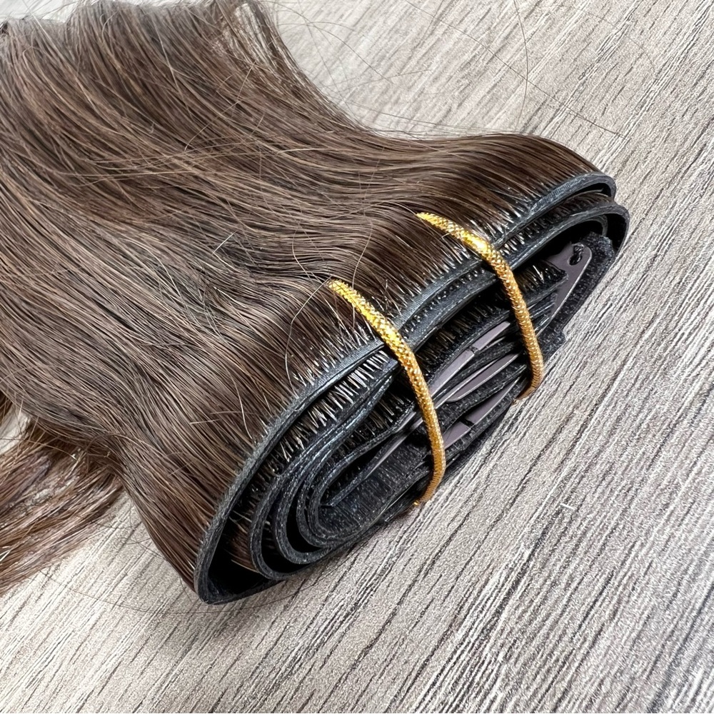 Maxita Chocolate Brown Remy Human Hair Seamless Clip In Hair Extensions - Picture 10 of 12